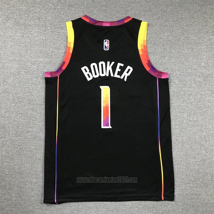 Camiseta Nino Phoenix Suns Devin Booker #1 Statement 2022-23 Negro